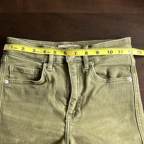 Free People We The Free Olive Green Raw Hem High Waist Skinny Jeans EUC - Picture 2 of 9